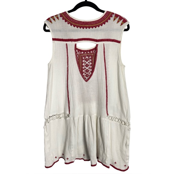 Free People Bohemian Embroidered Cotton Tunic Top XS - Picture 2 of 8